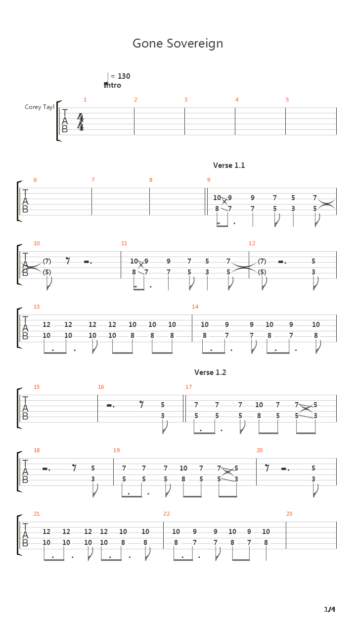 Gone Sovereign吉他谱
