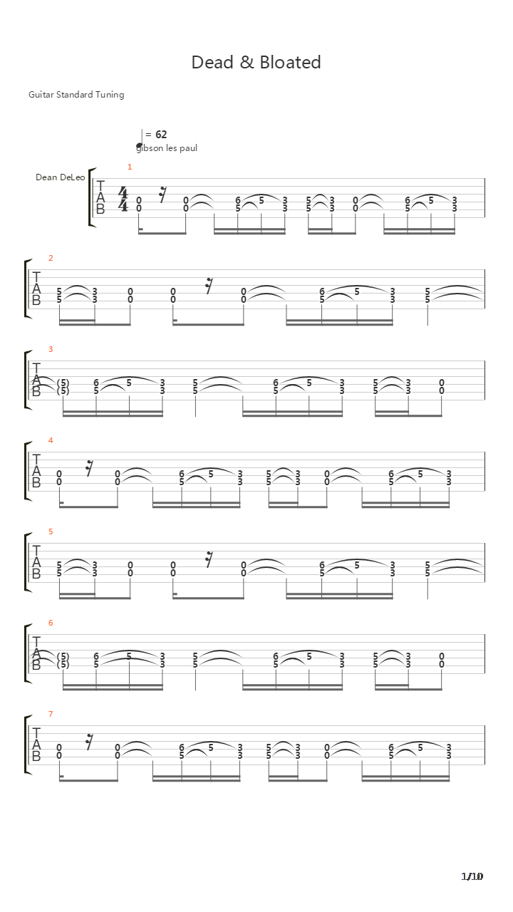 Dead And Bloated吉他谱