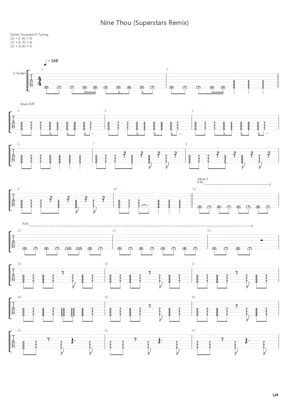 Nine Thou (Superstars Remix)吉他谱
