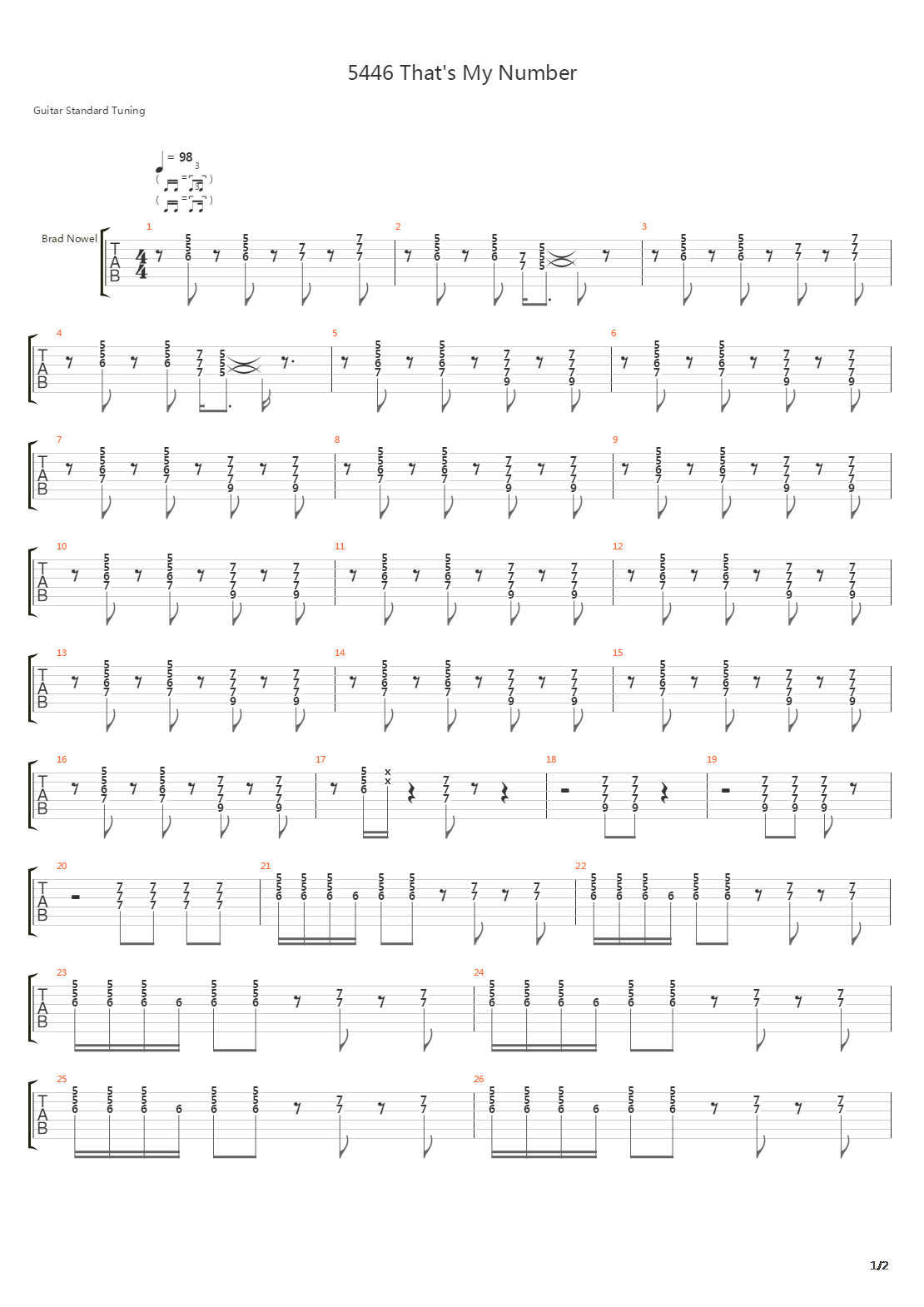 5446 Thats My Number吉他谱