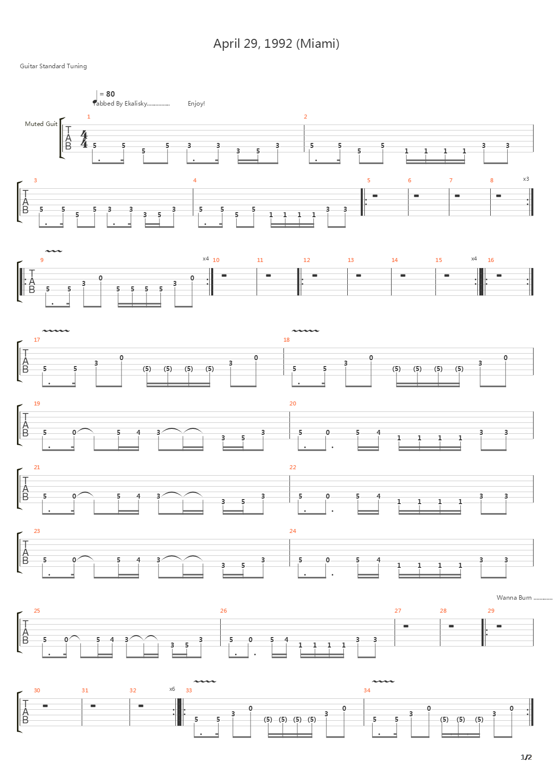April 29, 1992 (Miami)吉他谱