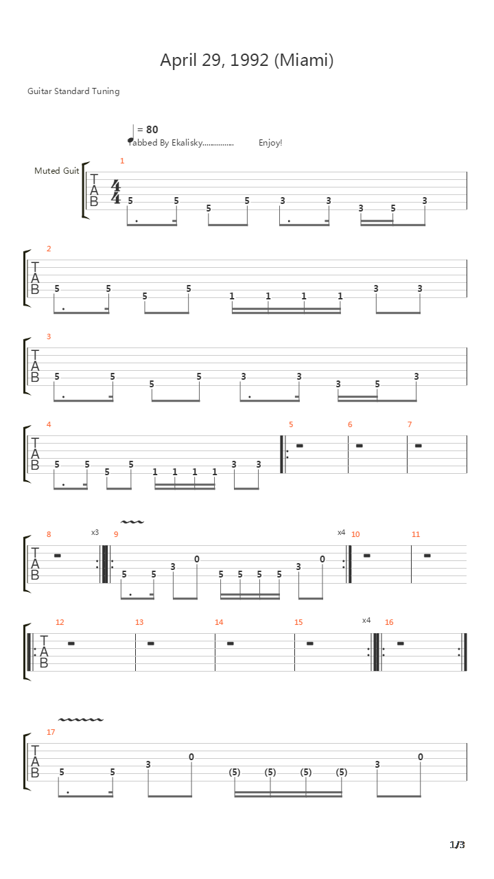 April 29, 1992 (Miami)吉他谱