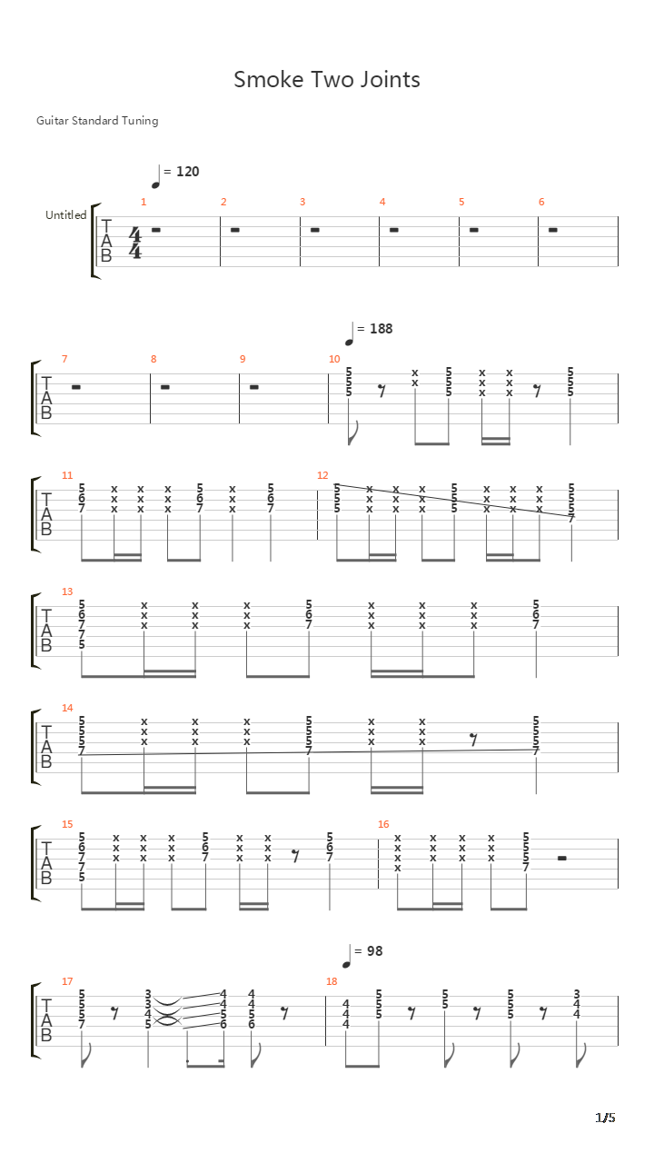 Smoke Two Joints吉他谱
