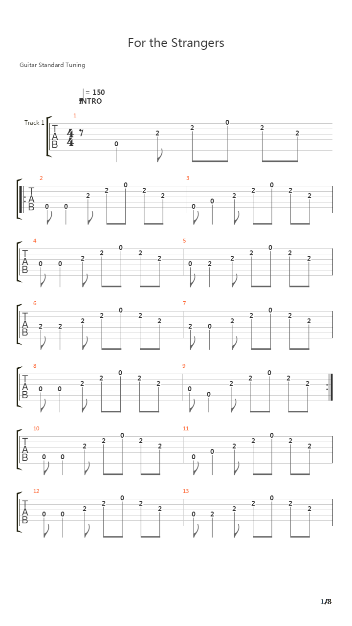 For The Strangers吉他谱