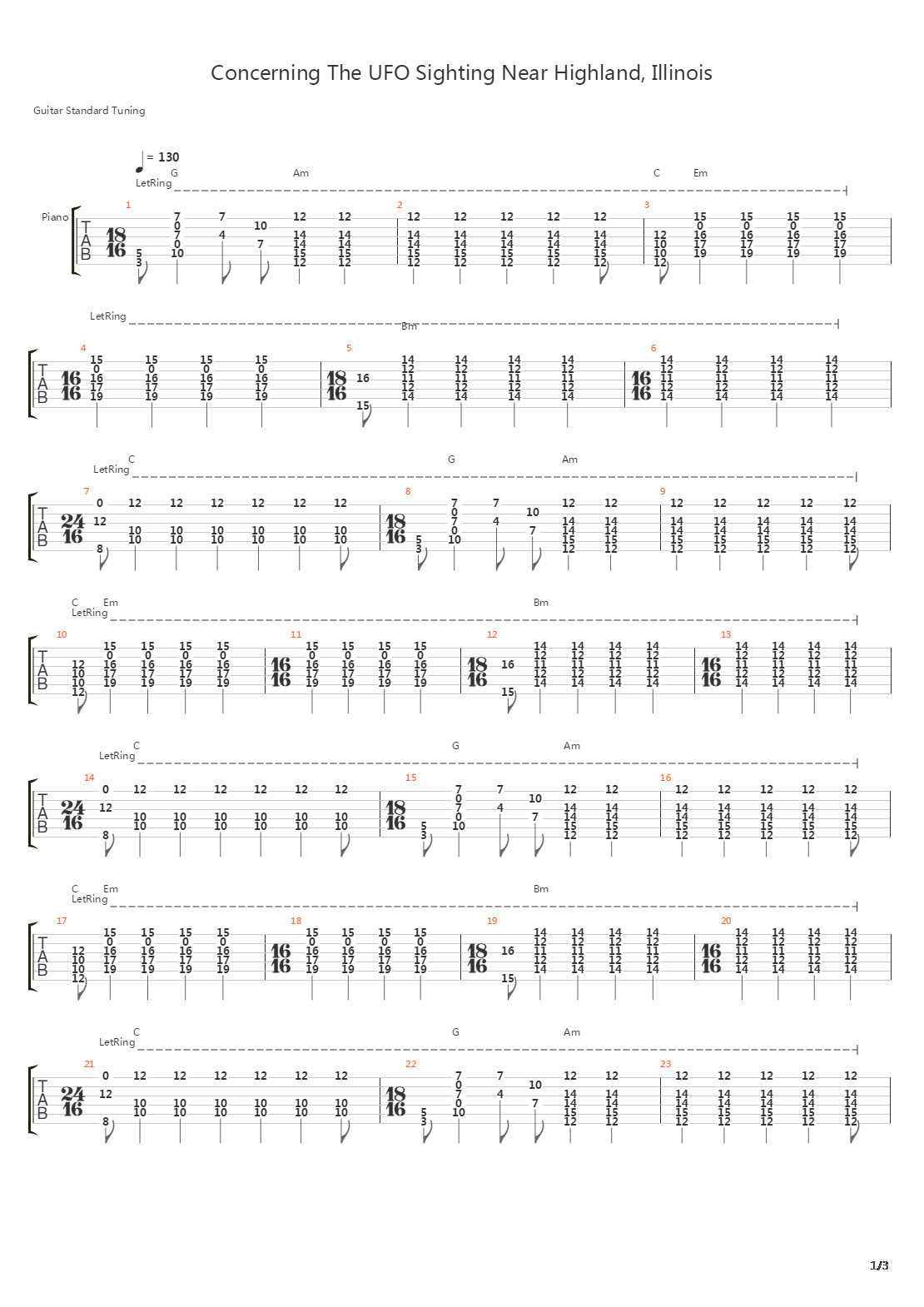 Concerning The Ufo Sighting Near Highland, Illinois吉他谱