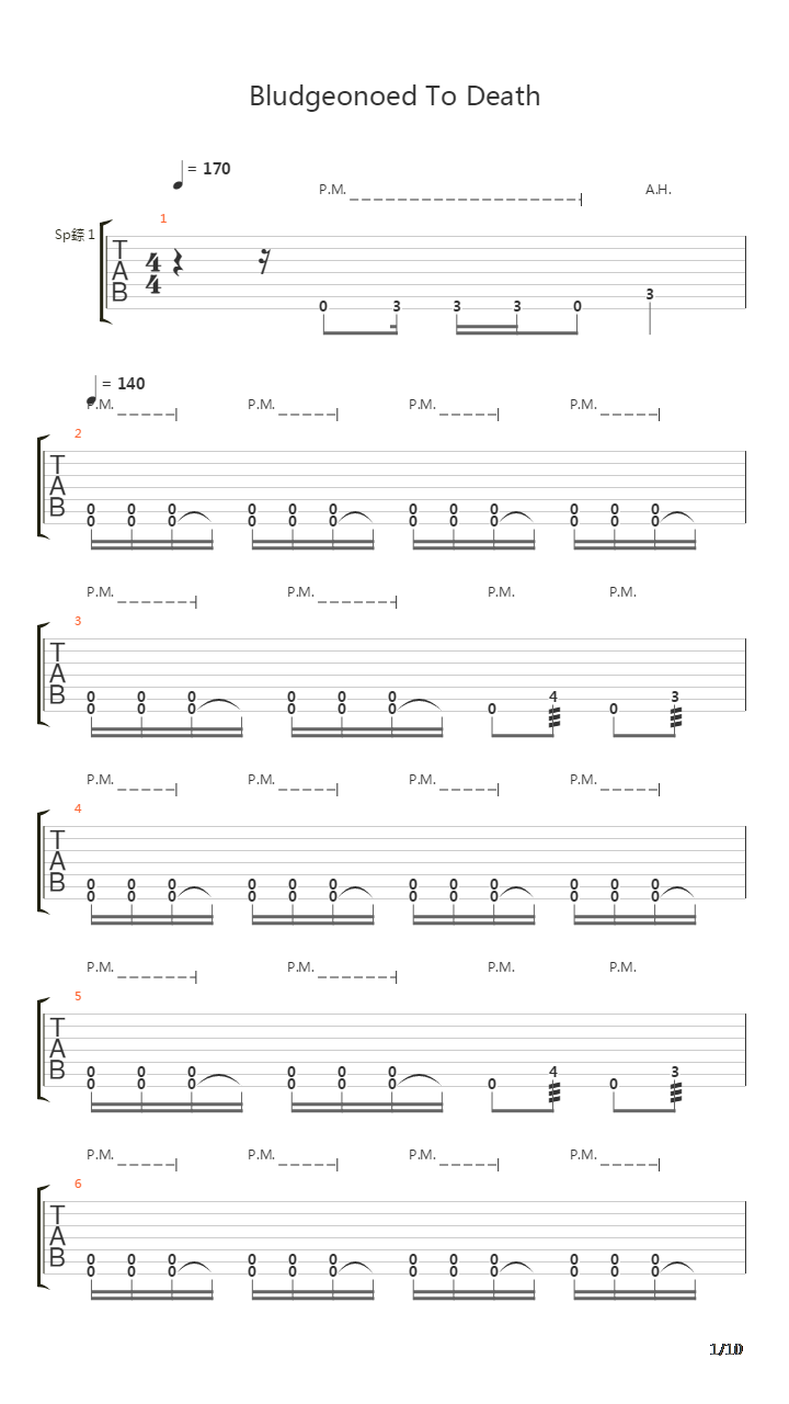 Bludgeonoed To Death吉他谱