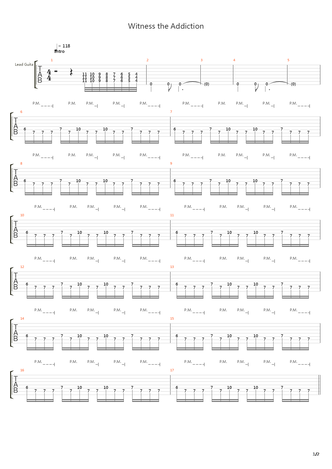 Witness The Addiction (Intro & Verse)吉他谱