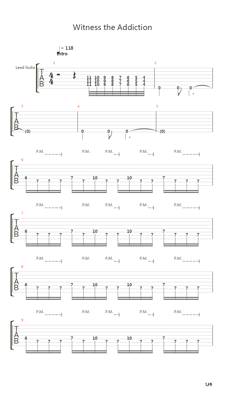 Witness The Addiction (Intro & Verse)吉他谱