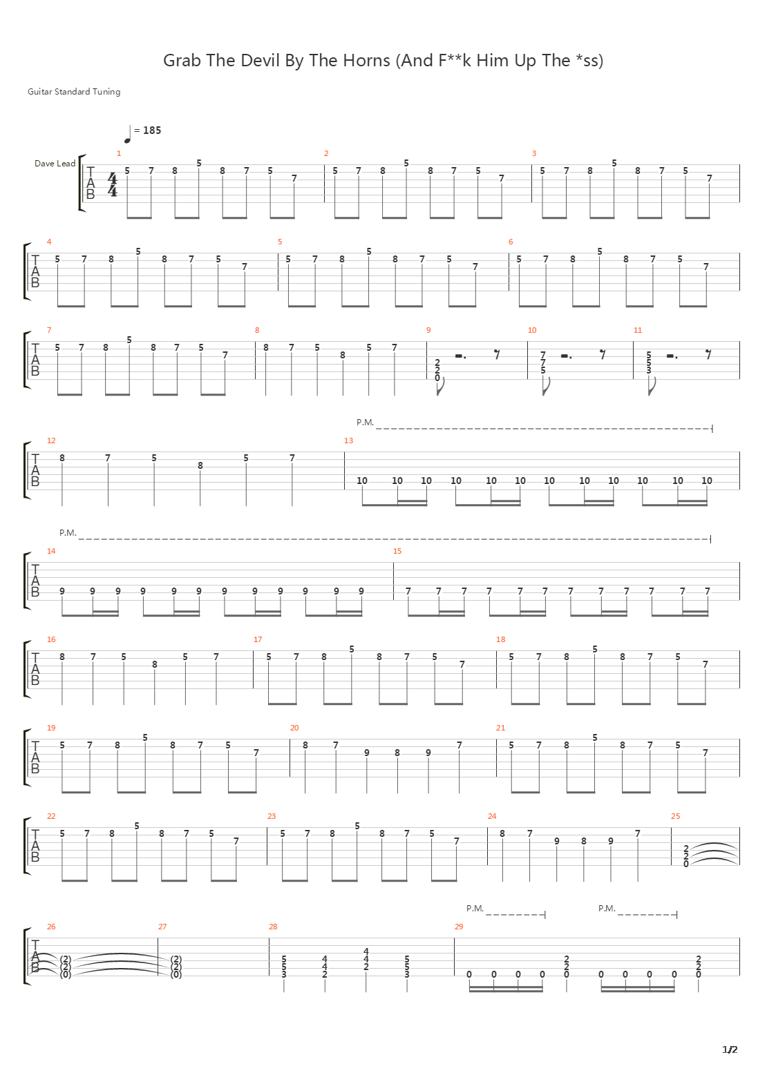 Grab the Devil by the Horns and Fuck Him Up the Ass吉他谱