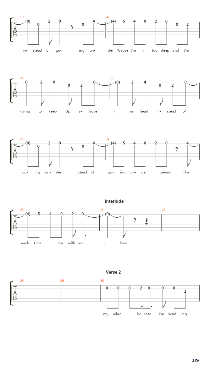 In Too Deep吉他谱