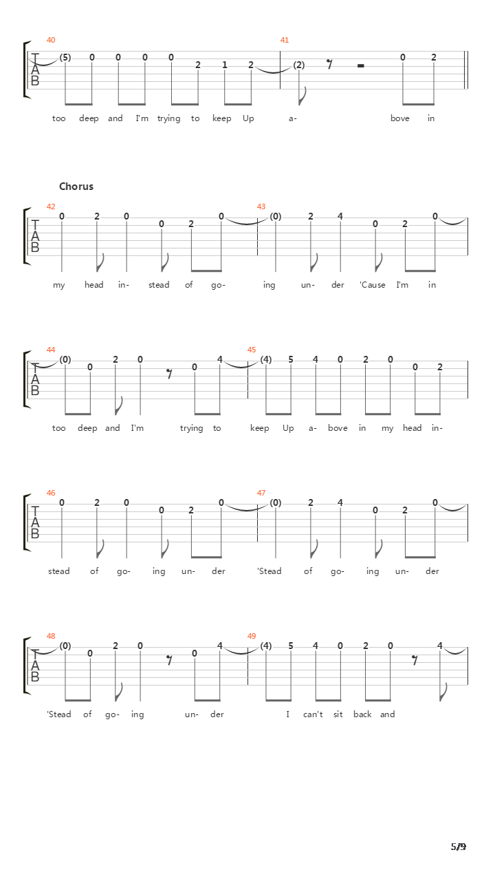 In Too Deep吉他谱