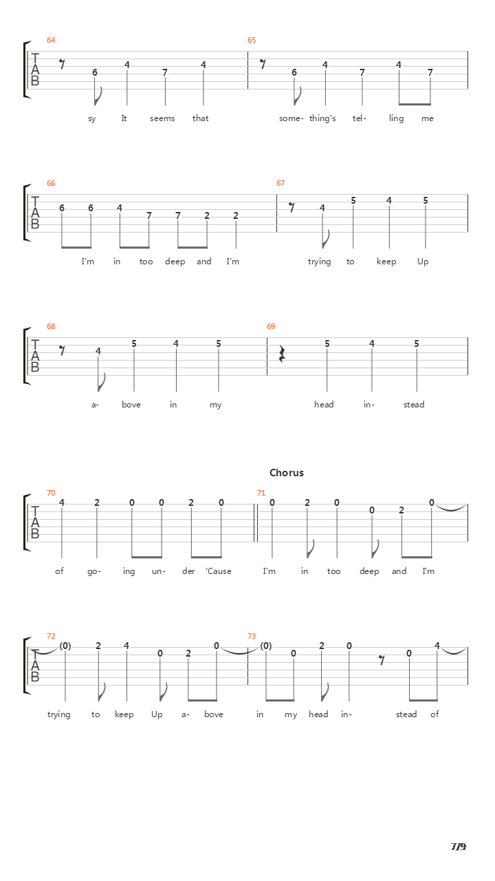 In Too Deep吉他谱