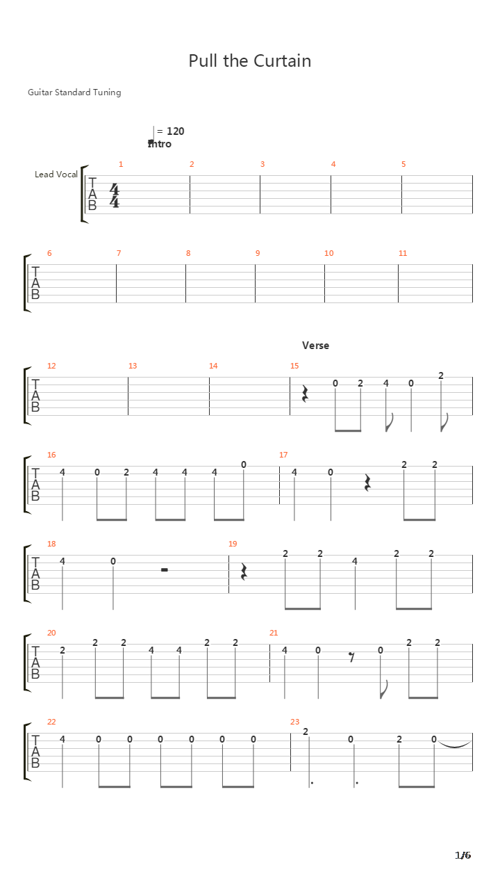 Pull The Curtain吉他谱