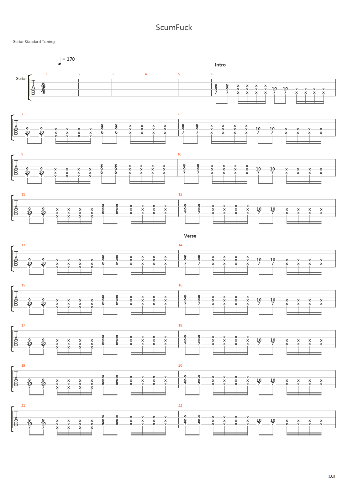 Scumfuck吉他谱