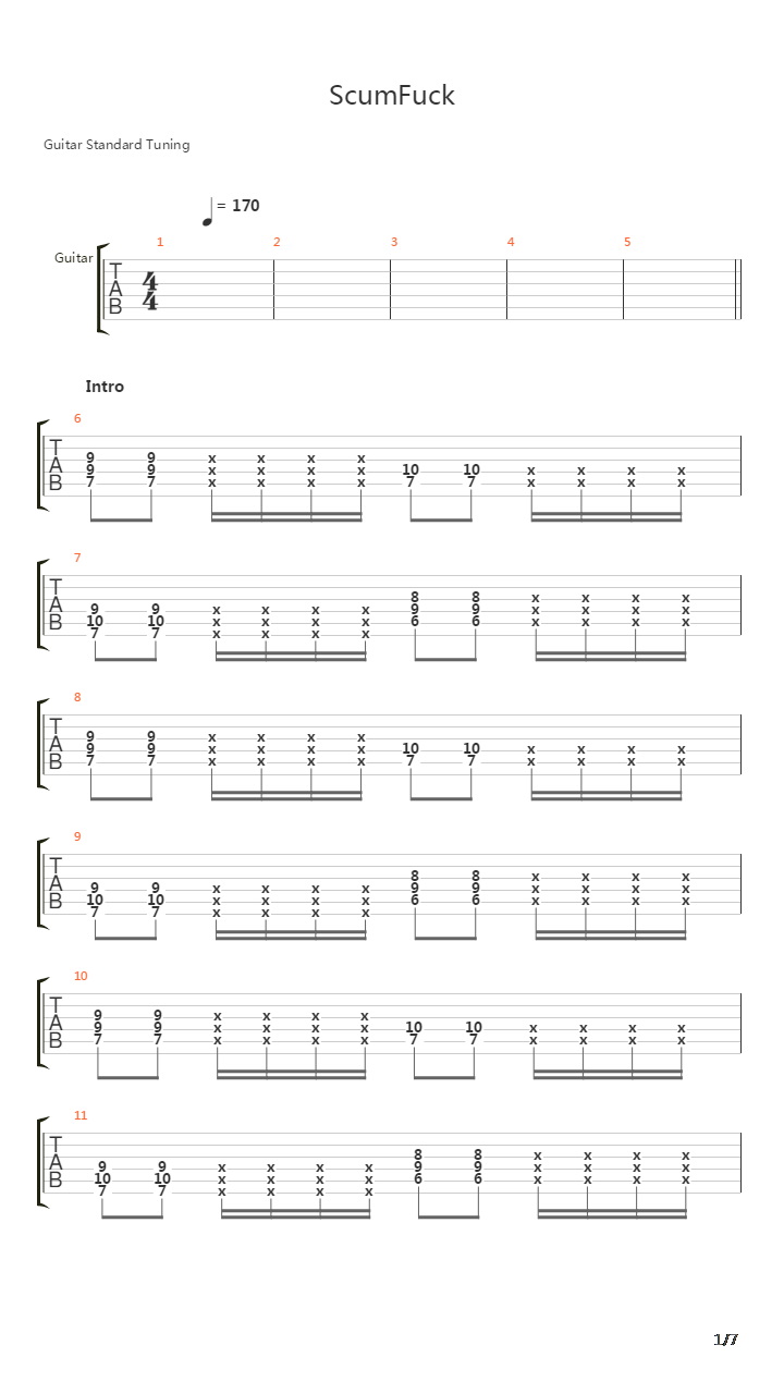 Scumfuck吉他谱