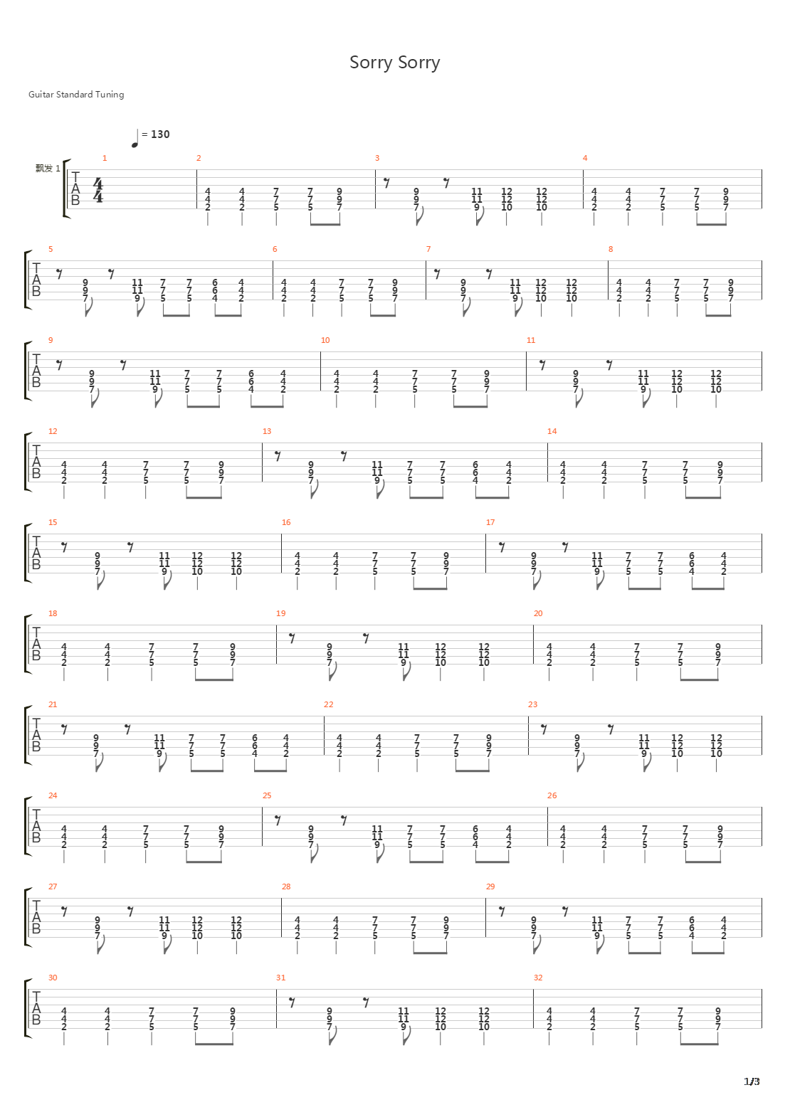 Sorry Sorry吉他谱