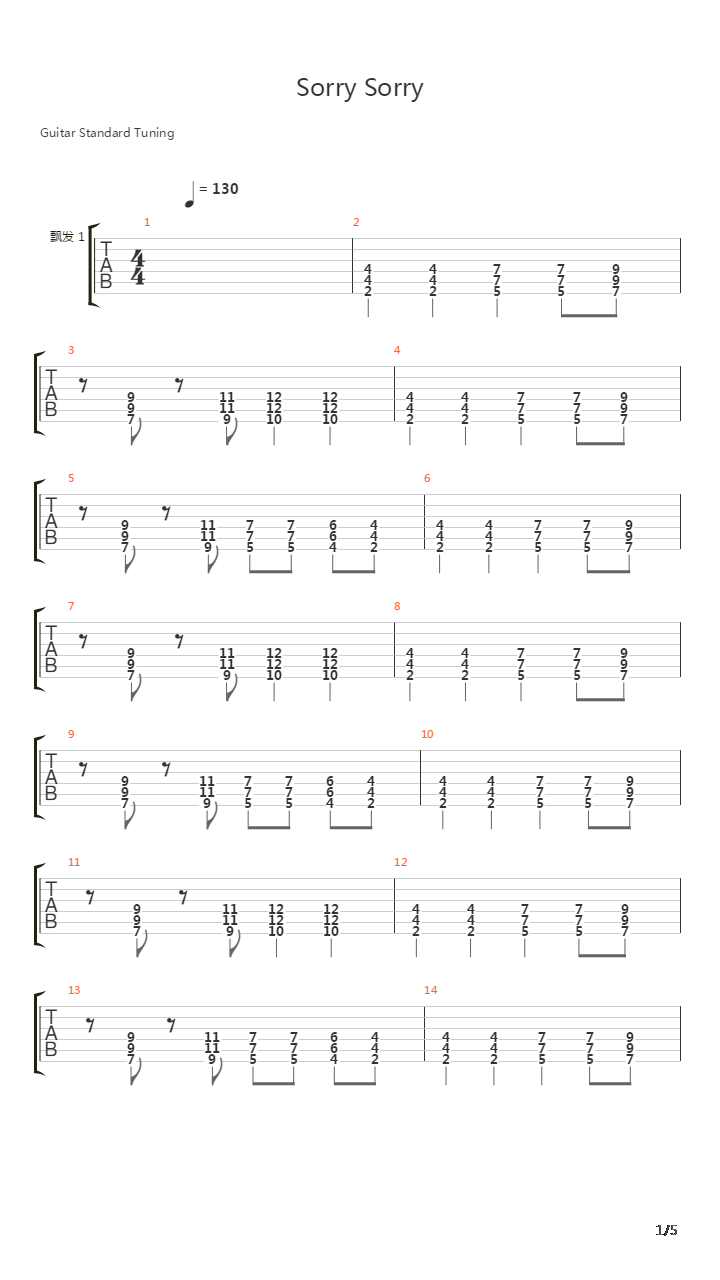 Sorry Sorry吉他谱