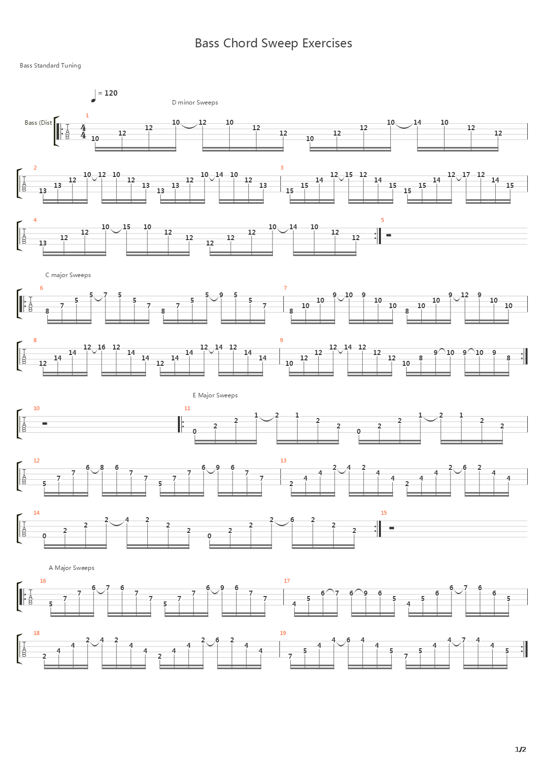 Bass Chord Sweep Exercises吉他谱