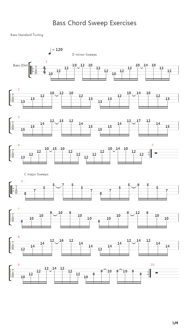 Bass Chord Sweep Exercises吉他谱