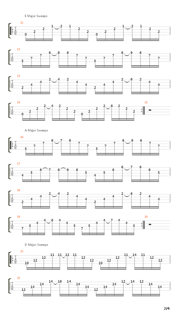 Bass Chord Sweep Exercises吉他谱