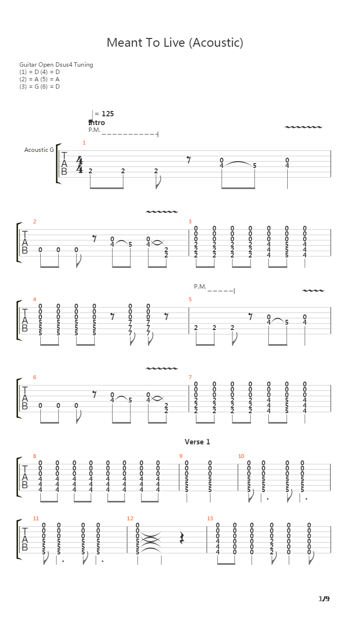 Meant To Live (Acoustic)吉他谱