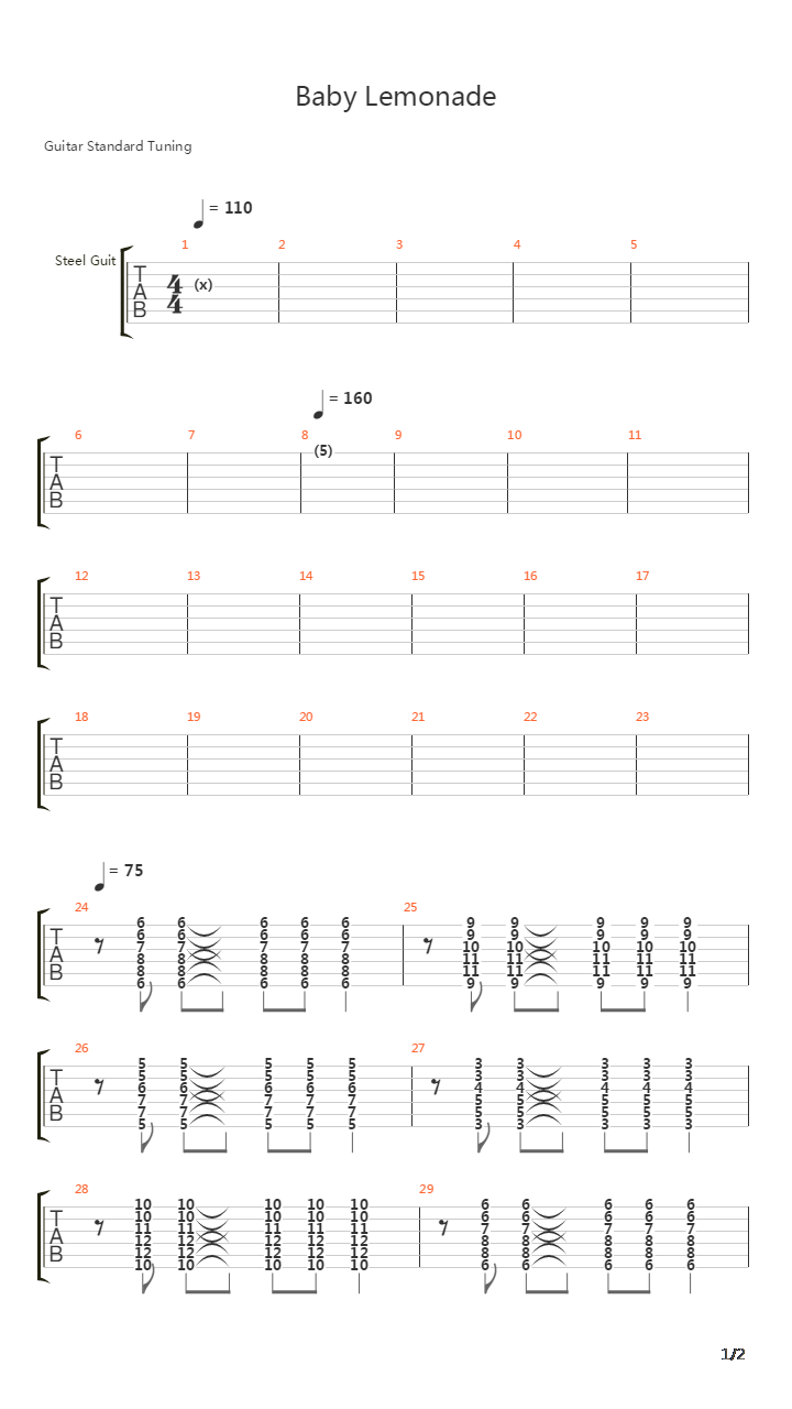 Baby Lemonade吉他谱