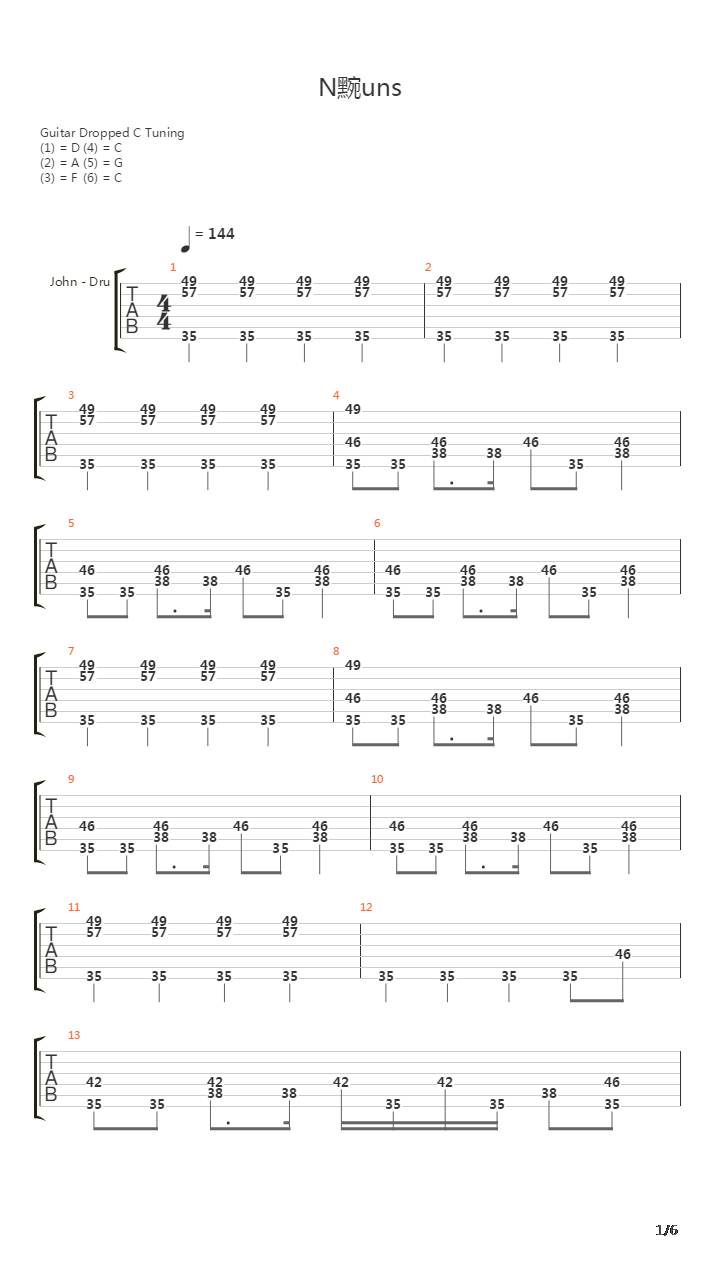 Nüguns吉他谱