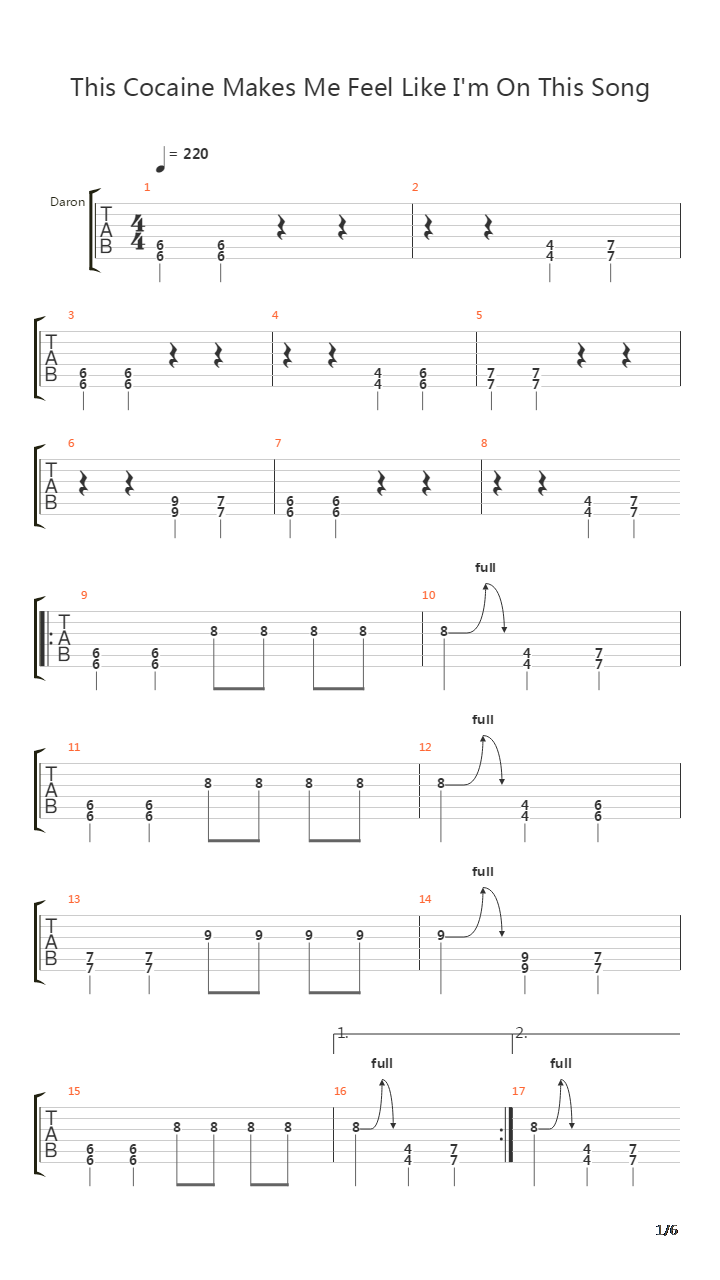 This Cocaine Makes Me Feel Like I'm On This Song吉他谱