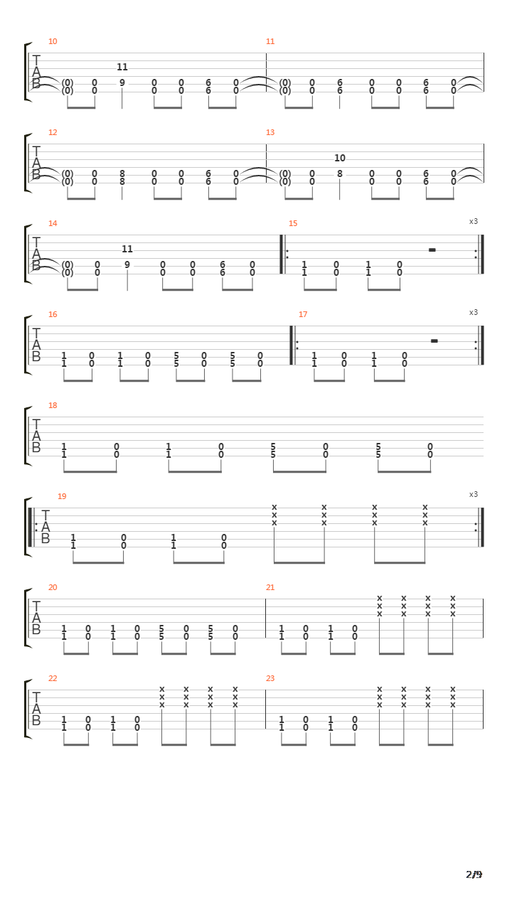 War吉他谱