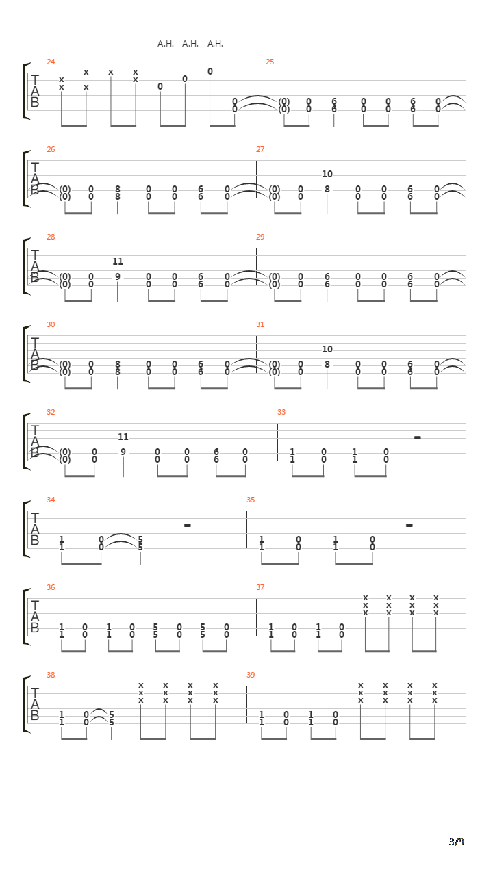 War吉他谱