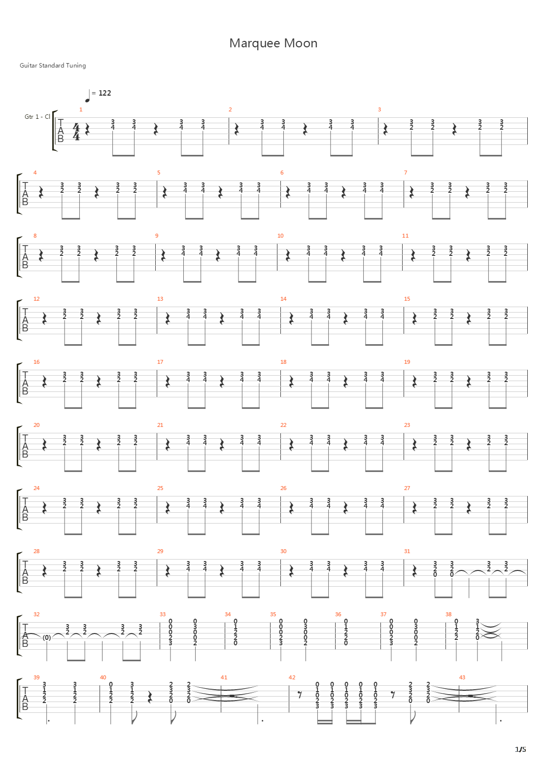 Marquee Moon吉他谱