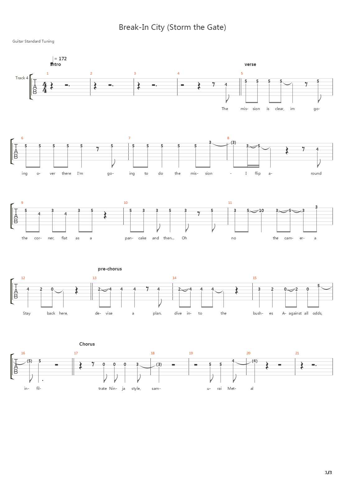 Break In-City (Storm The Gate!)吉他谱