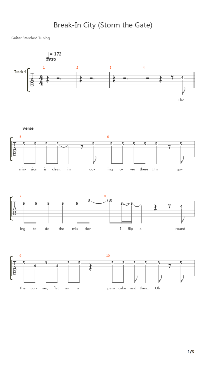 Break In-City (Storm The Gate!)吉他谱