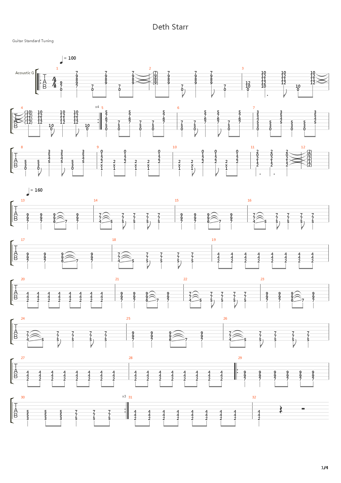 Deth Starr吉他谱
