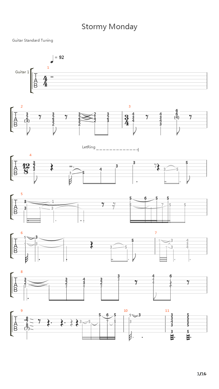 Stormy Monday吉他谱