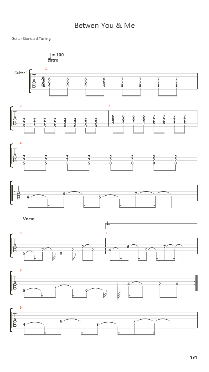 Between You And Me吉他谱