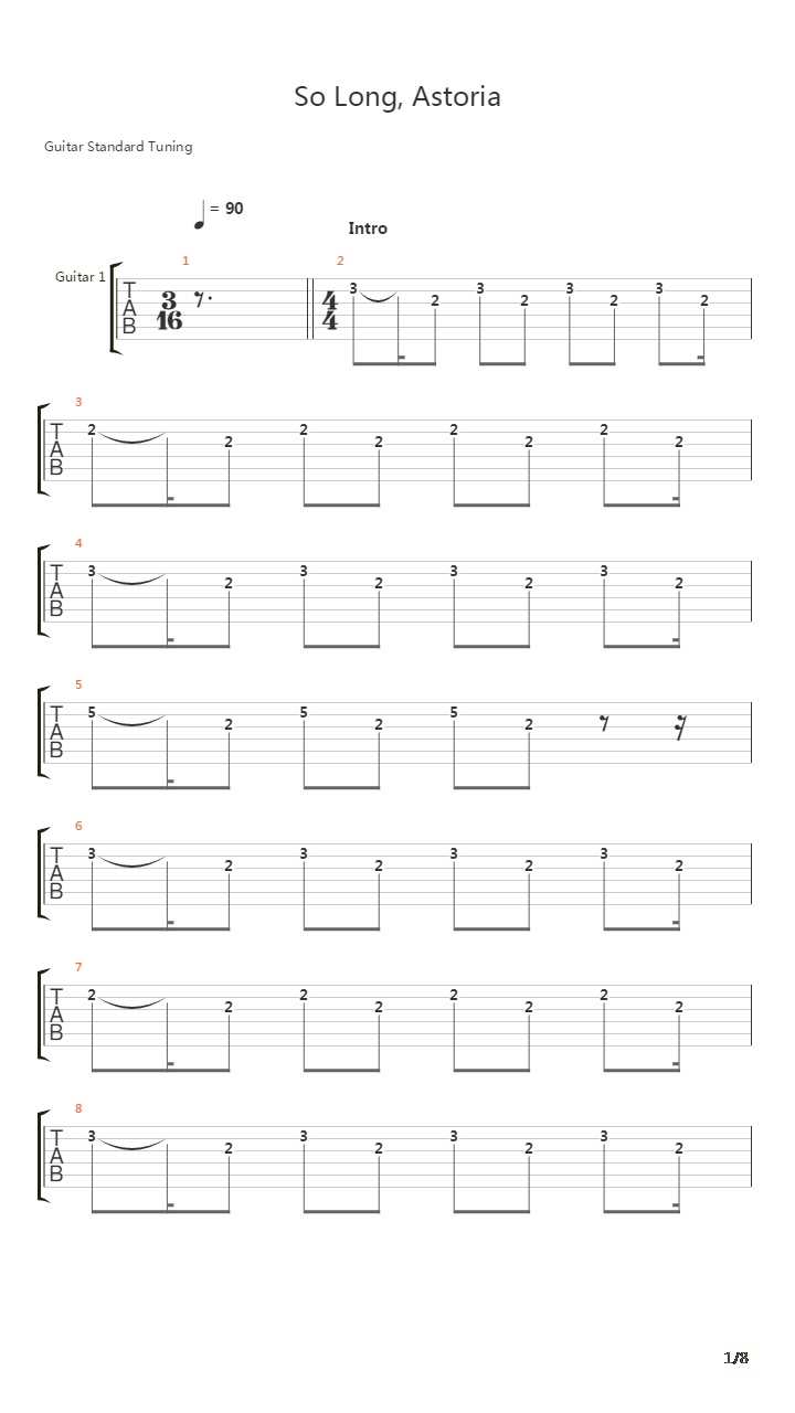 So Long Astoria吉他谱