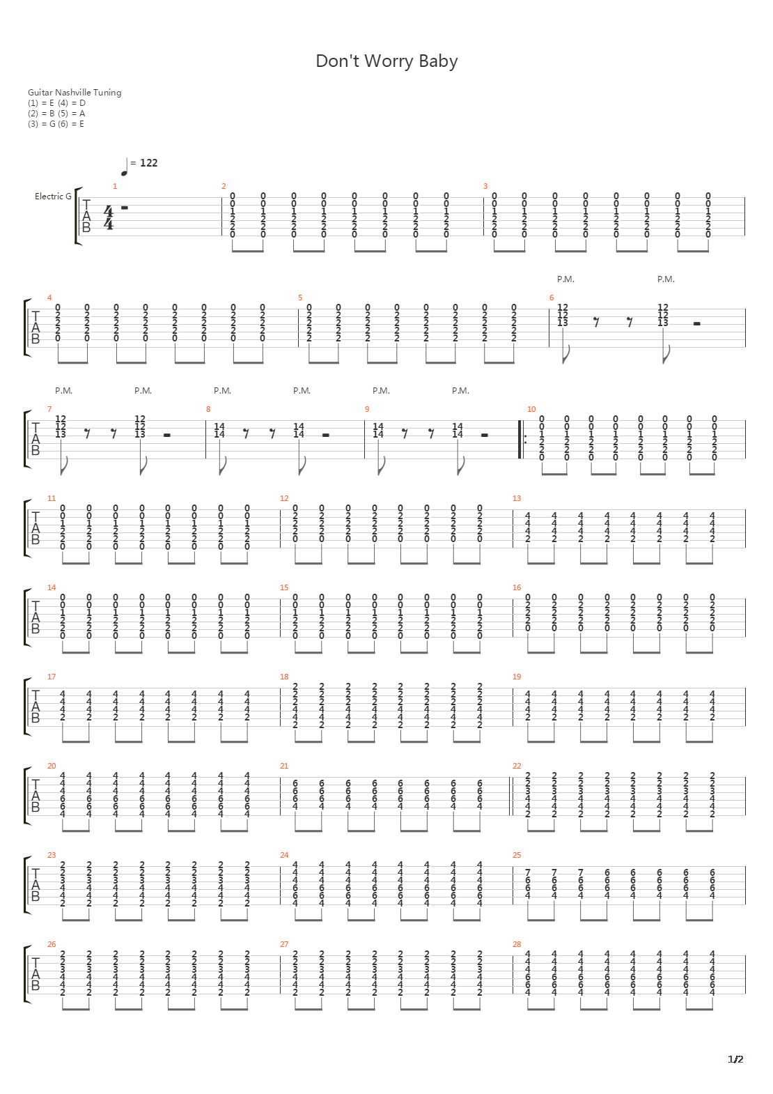 Don't Worry Baby吉他谱