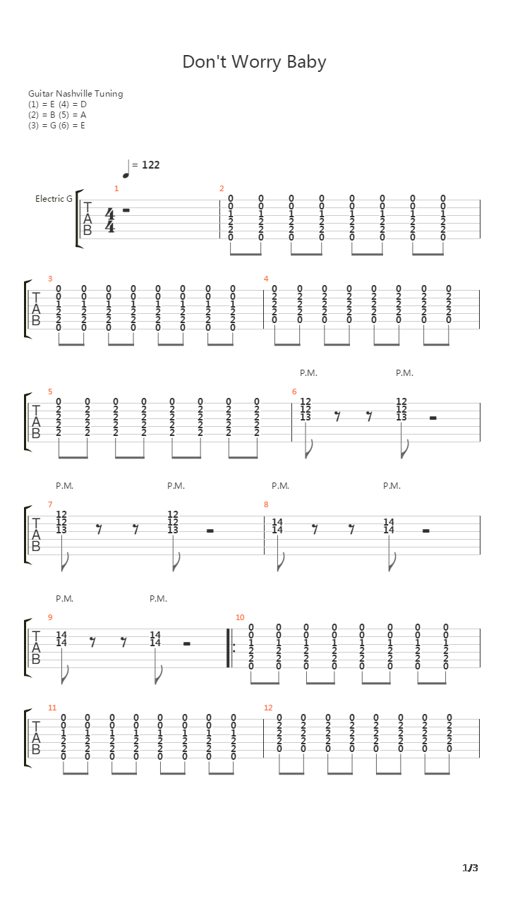 Don't Worry Baby吉他谱