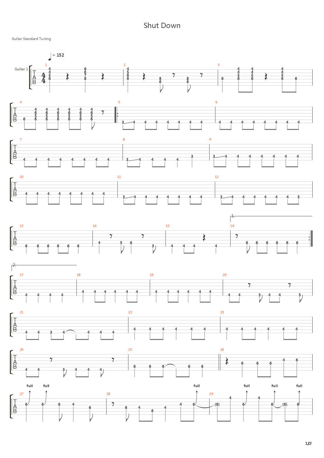 Shut Down吉他谱