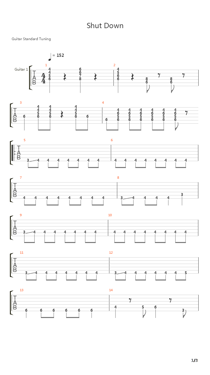 Shut Down吉他谱