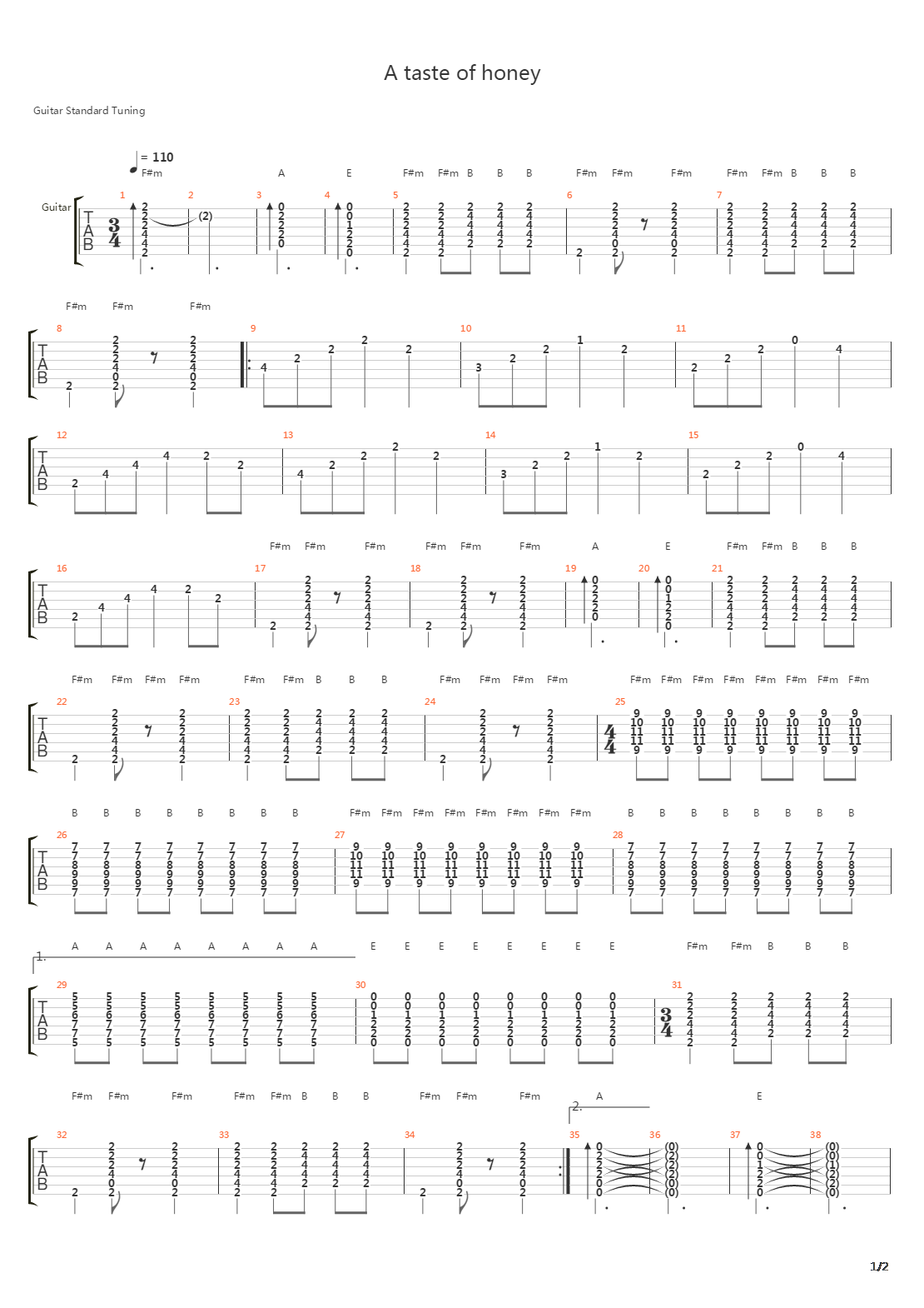 A Taste Of Honey吉他谱