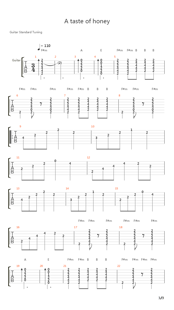 A Taste Of Honey吉他谱