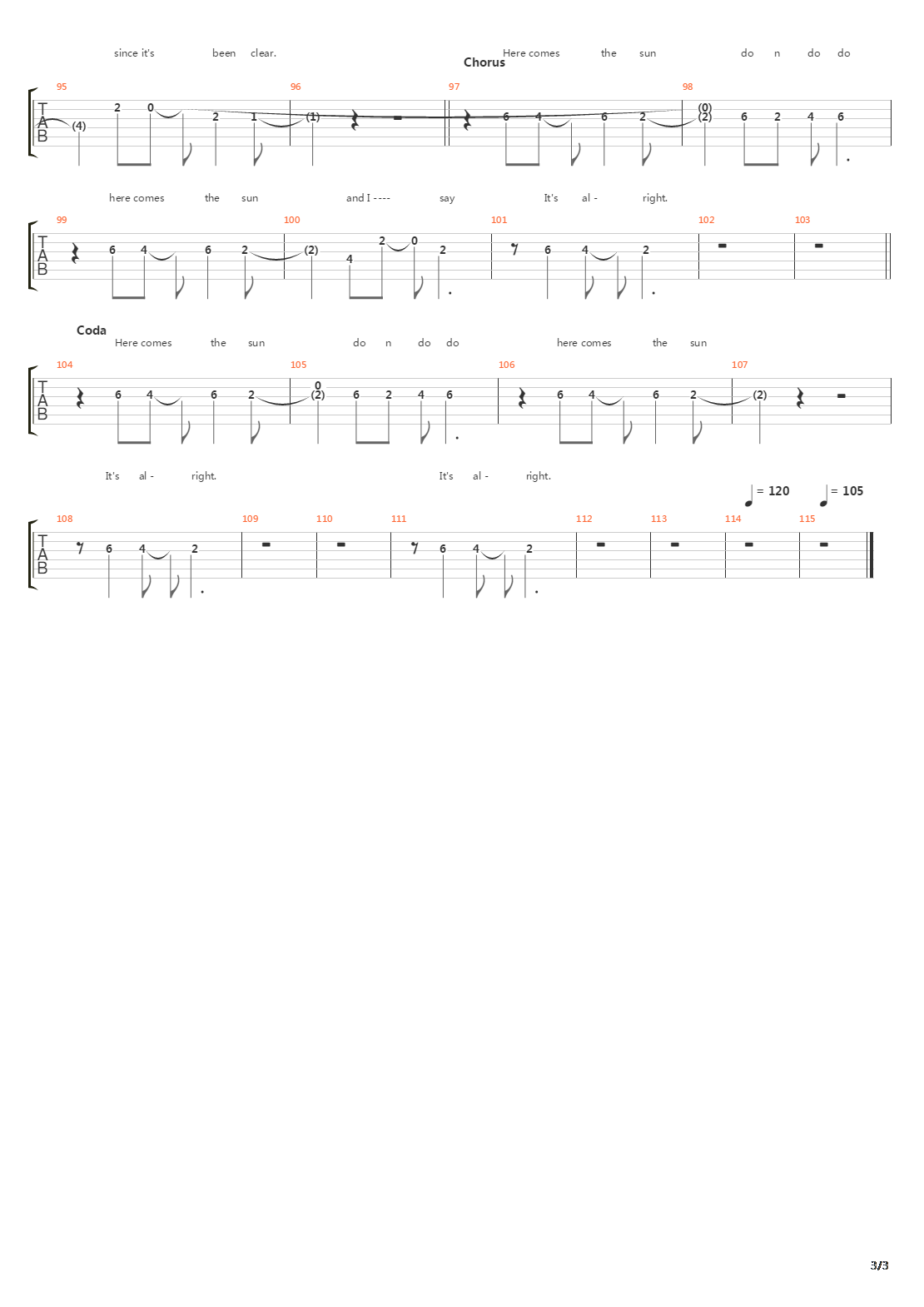 Here Comes The Sun吉他谱