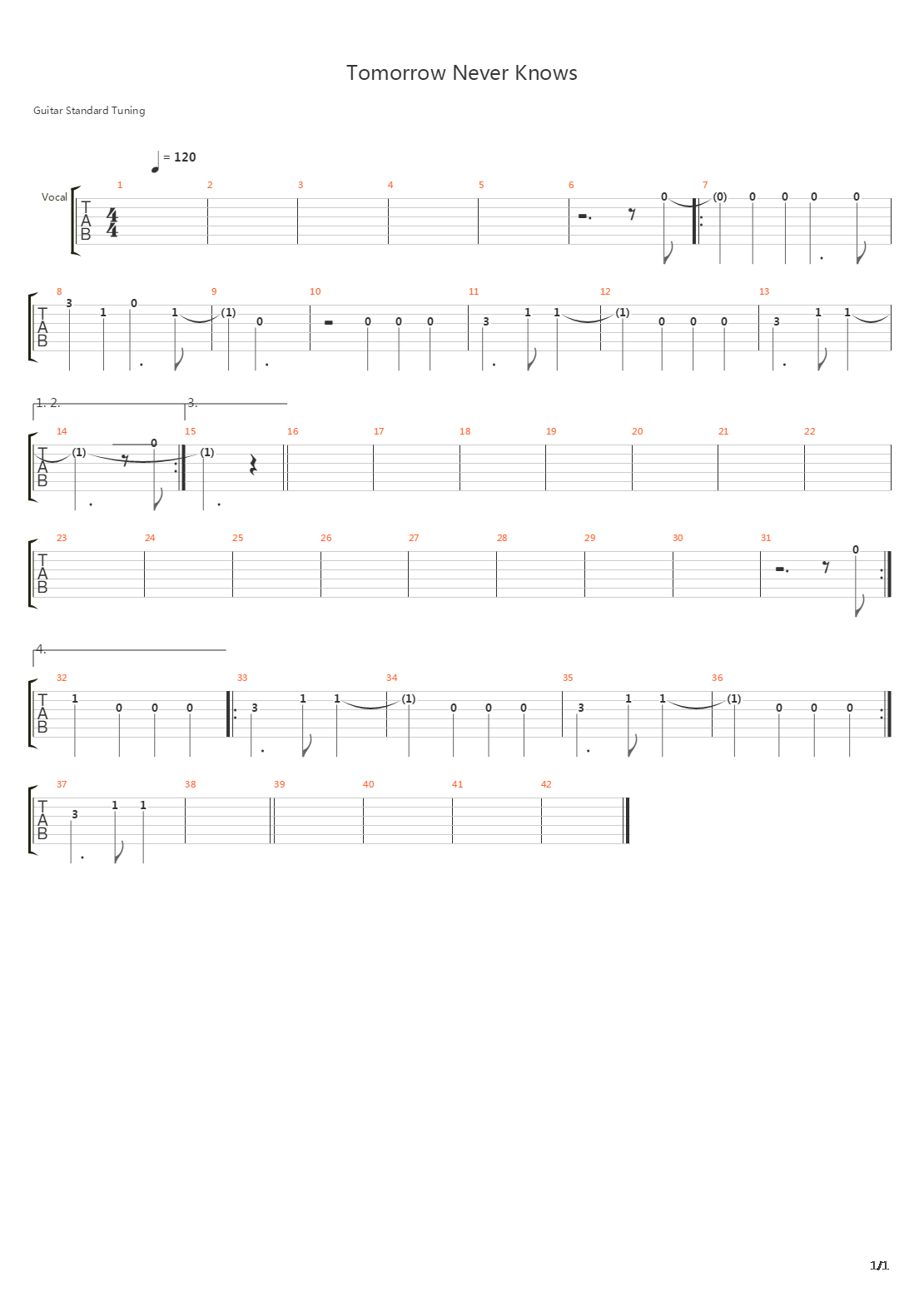 Tomorrow Never Knowas吉他谱