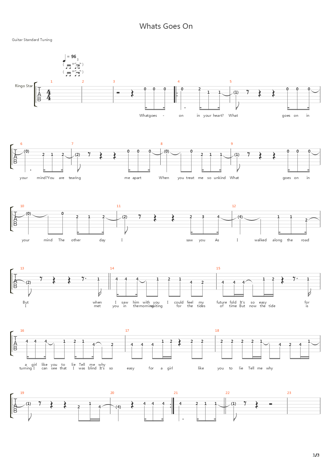 What Goes On吉他谱
