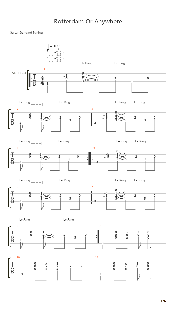 Rotterdam (Or Anywhere)吉他谱