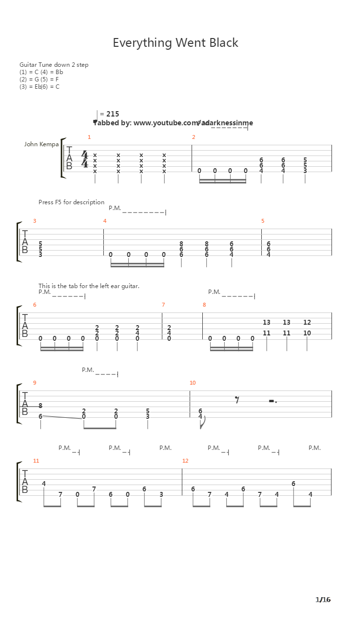 Everything Went Black (Lead Guitar Only)吉他谱