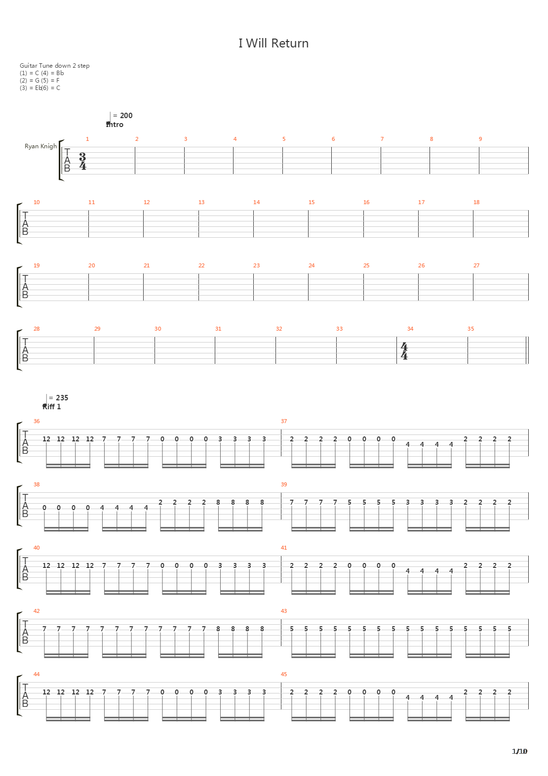 I Will Return吉他谱