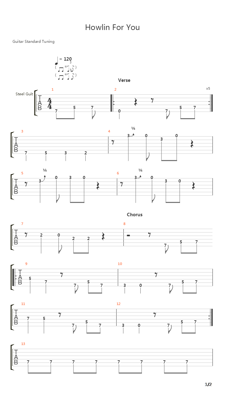 Howlin For You (Kids Version)吉他谱